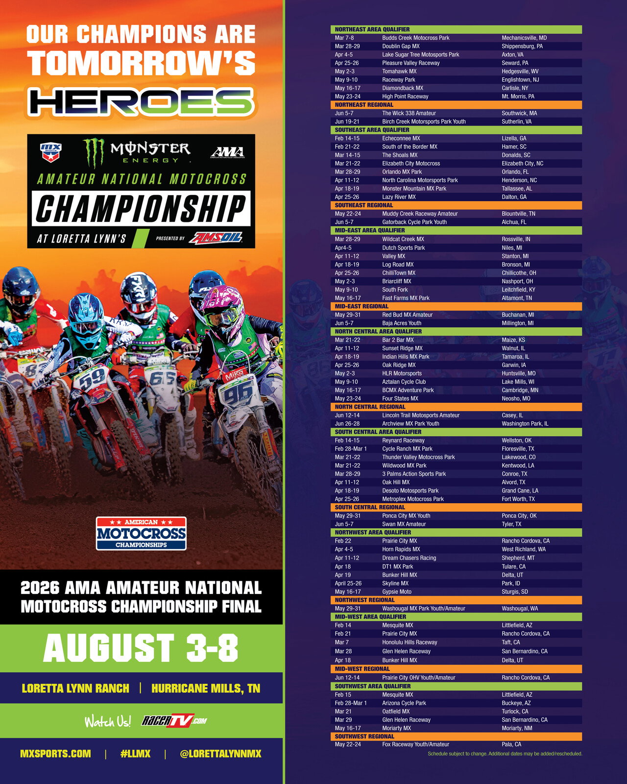 2026 Area Qualifier and Regional Championship Schedule.